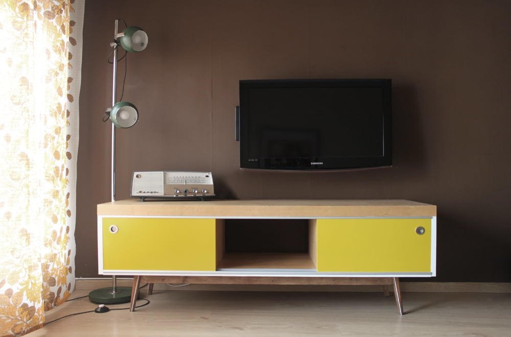 Old IKEA LACK TV hacked into vintage style furniture