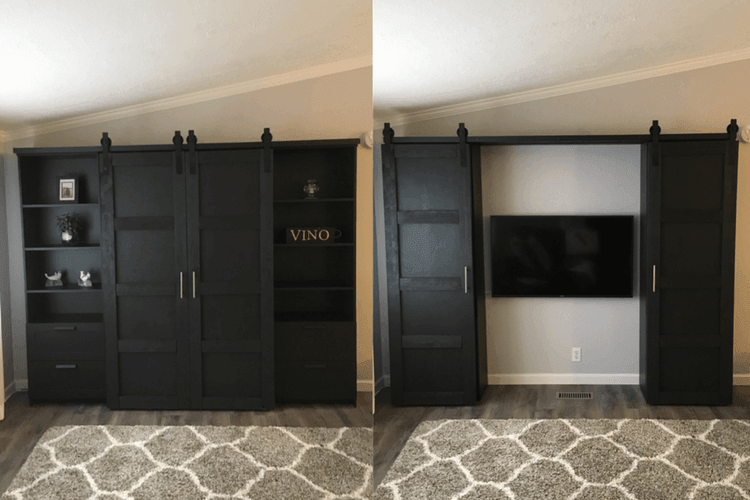 Barn doors to close up an entertainment center