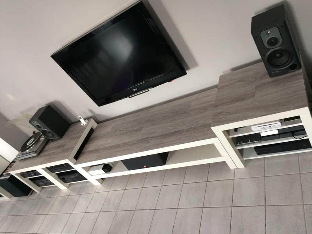 IKEA TV stand + the LACK range extension that IKEA didn’t produce