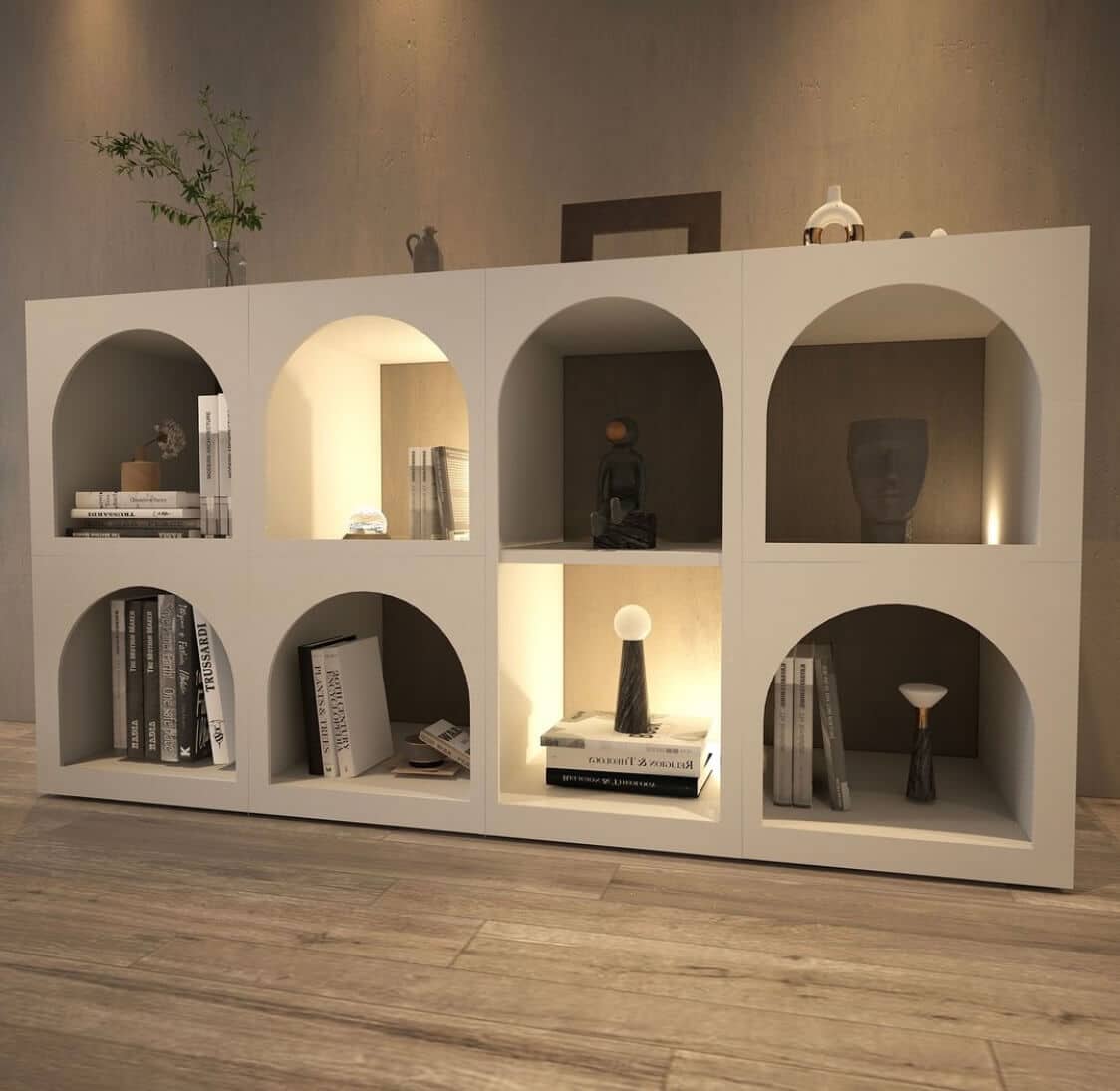 Image-credit-@moonstickers - IKEA Hackers IKEA KALLAX Hacks - arched display cabinet