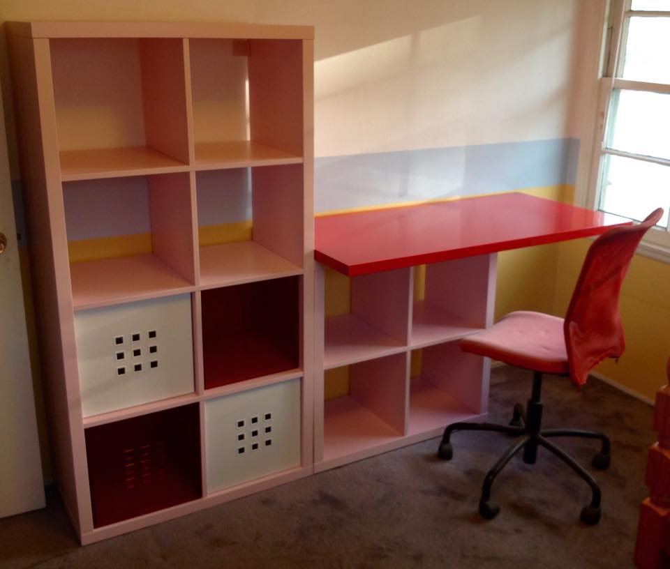 Rebecca-IKEA-hacked-desk - IKEA Hackers Kids desk with KALLAX storage
